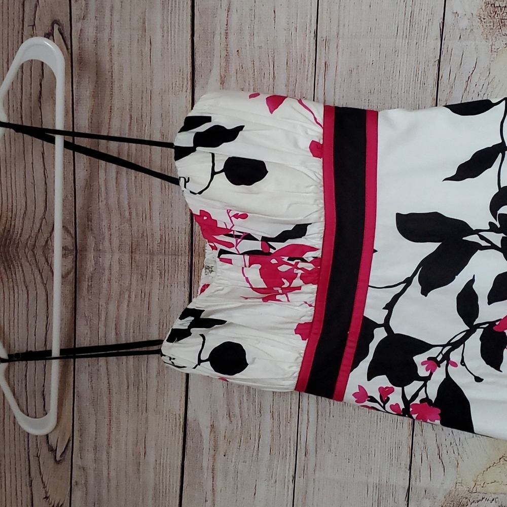 Floral Summer Dress with Bow in Back Summer Dress Spring Dress Zipper Lined - Picture 2 of 10